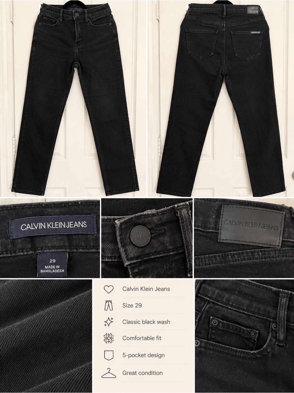 Calvin Klein Jeans Men’s Black Relaxed Straight Jeans